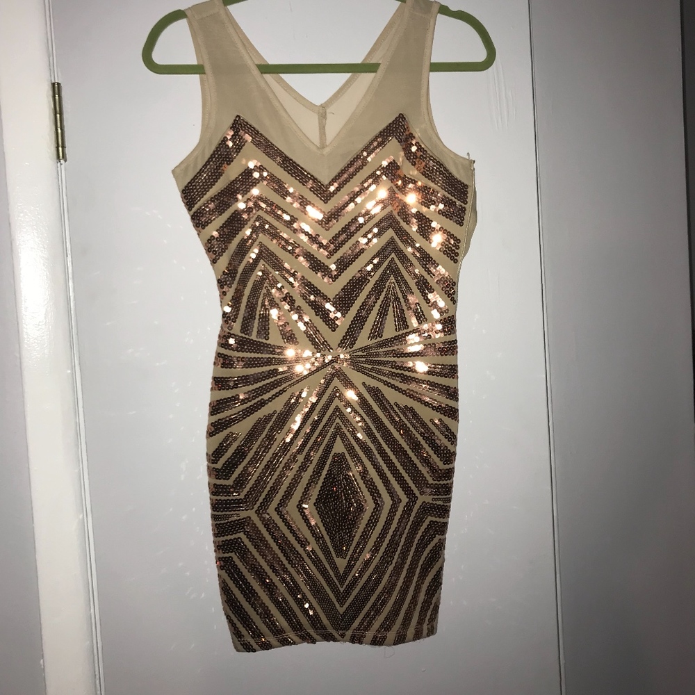 2B Bebe Gold Sequin Dress
